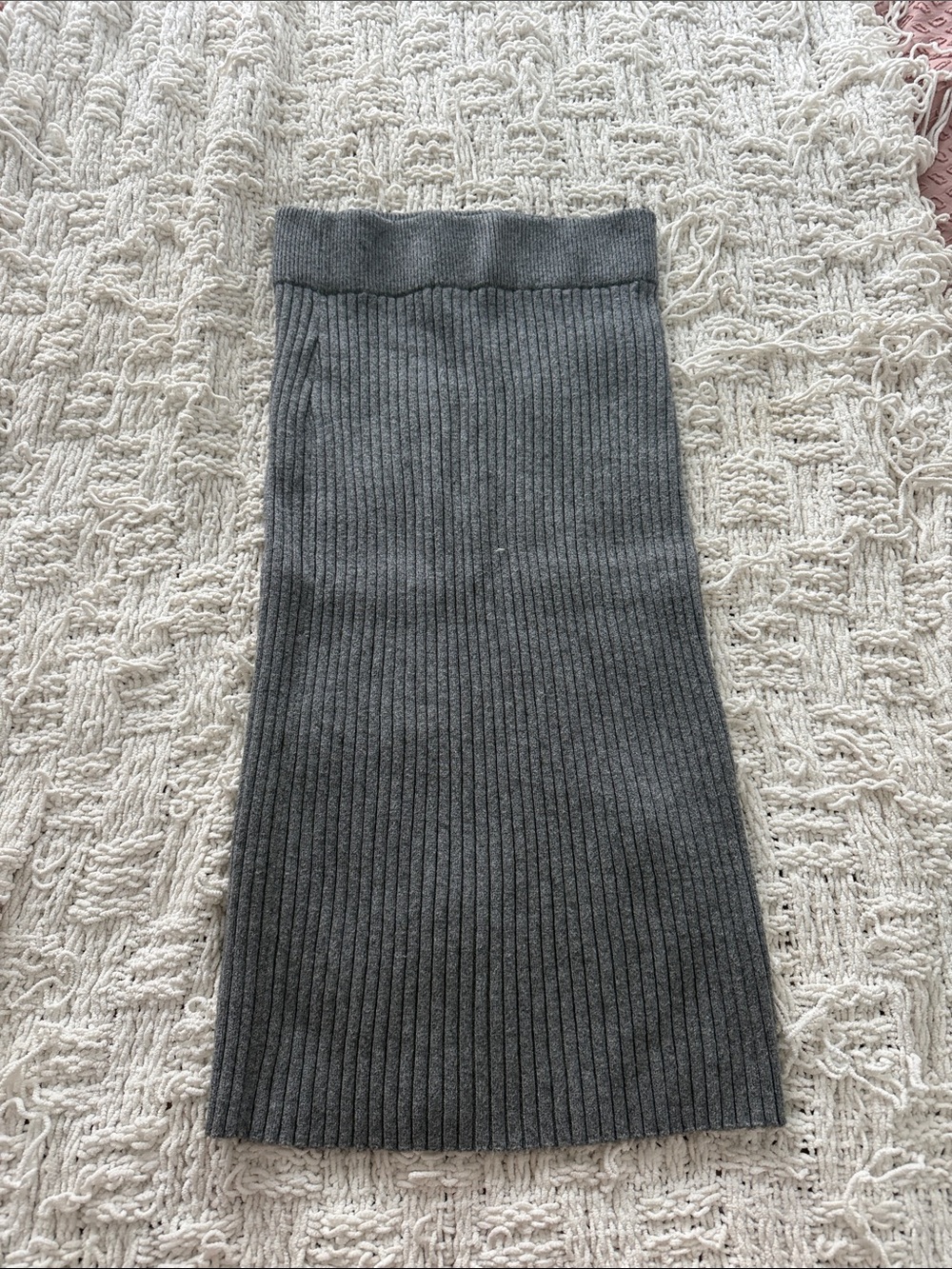 Pleione Ribbed Pencil Skirt - Charcoal